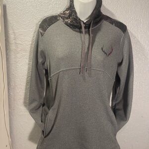 Gray Women's Outdoor, Hunting, Running Jacket with Camouflage Accents